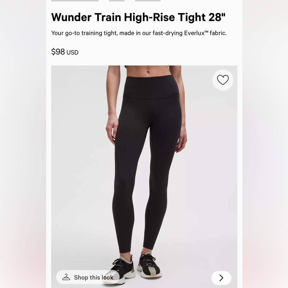 lululemon athletica Black Wunder Train High-Rise Tight 28"
